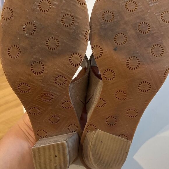 UGG Celia Grey Suede Cutout Slide Heels Sandals Heeled Open Toe Mules Sz 6.5 - Picture 9 of 11